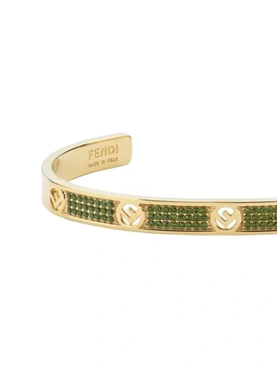 Shop Fendi F Is  Cuff Bracelet In Green