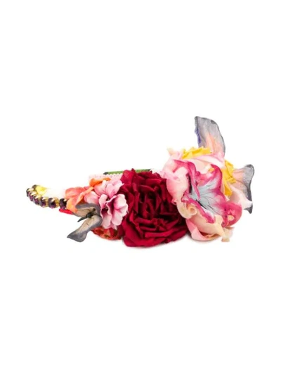 Shop Dolce & Gabbana Appliquéd Flower Headband In Red