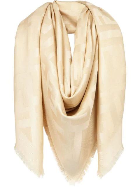 fendi beige wool and silk scarf