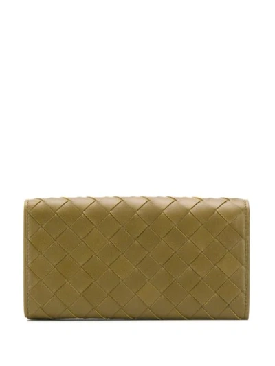 Shop Bottega Veneta Leather Woven Wallet In Green