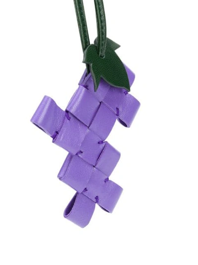 Shop Bottega Veneta Intrecciato Weave Grape Keyring In Purple