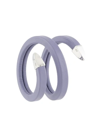 Shop Bottega Veneta Coil Cuff Bracelet In Purple