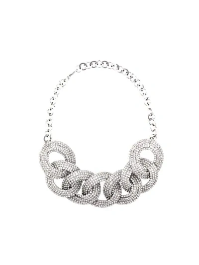 Shop Alessandra Rich Embellished Chain Necklace In Silver