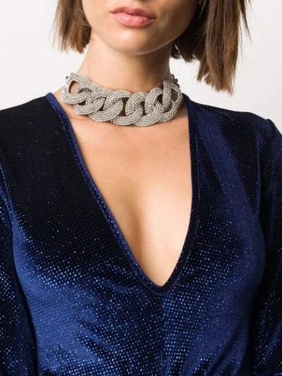 Shop Alessandra Rich Embellished Chain Necklace In Silver
