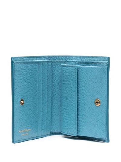 Shop Ferragamo Gancini Leather Wallet In Blue