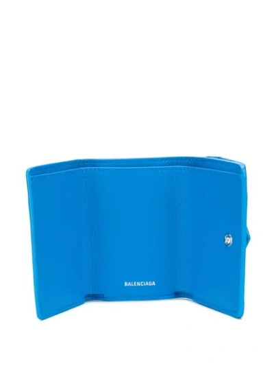 Shop Balenciaga Mini Paper Spot-print Wallet In Blue