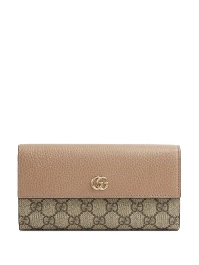 Shop Gucci Gg Marmont Leather Continental Wallet In Neutrals