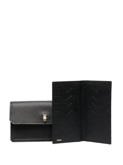 Valextra Brera Long Leather Wallet In Nn Black