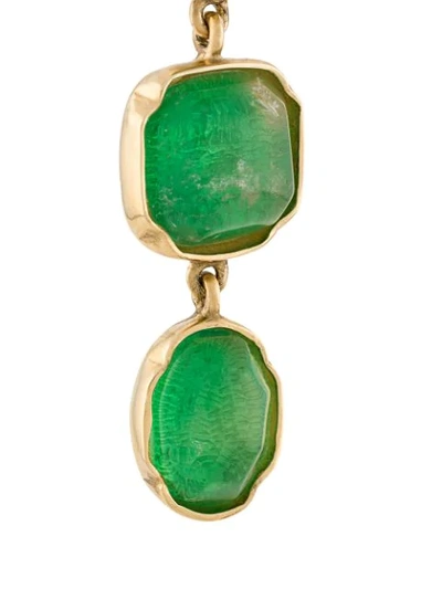 Shop Goossens Three Cabochons Clip Earrings In Gold