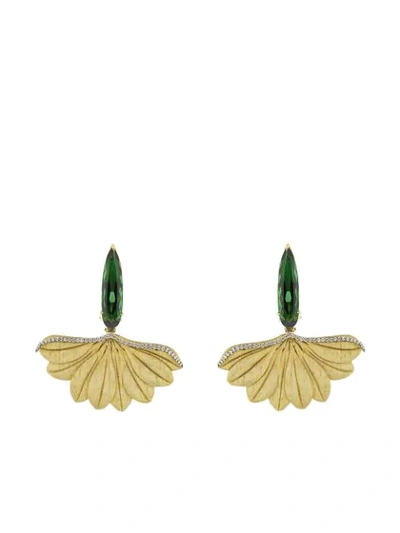 Shop Silvia Furmanovich 18kt Yellow Gold Carved Leaf Earrings In Ylwgold