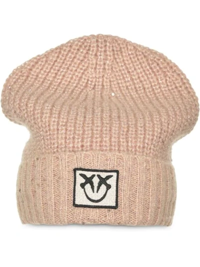 Shop Pinko Ribbed Beanie In Pink