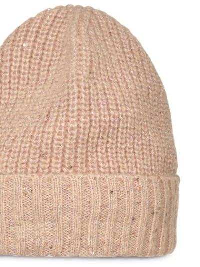 Shop Pinko Ribbed Beanie In Pink