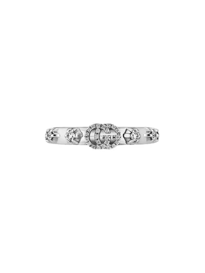 Shop Gucci Gg Running 18kt Diamond Ring In Silver