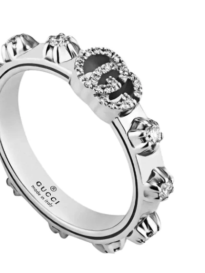 Shop Gucci Gg Running 18kt Diamond Ring In Silver