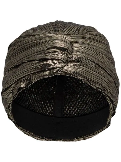 Shop Saint Laurent Metallic-effect Turban Hat In Black
