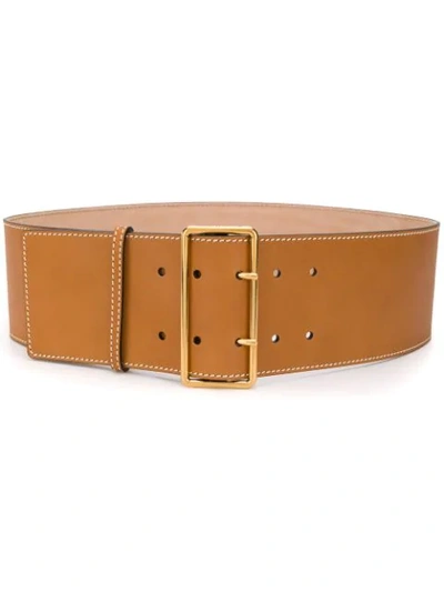 Shop Alexander Mcqueen Double Buckle Belt In Brown