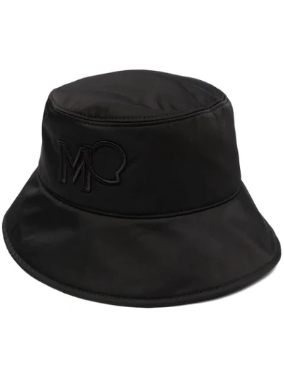 Shop Moncler Embroidered Logo Bucket Hat In Black