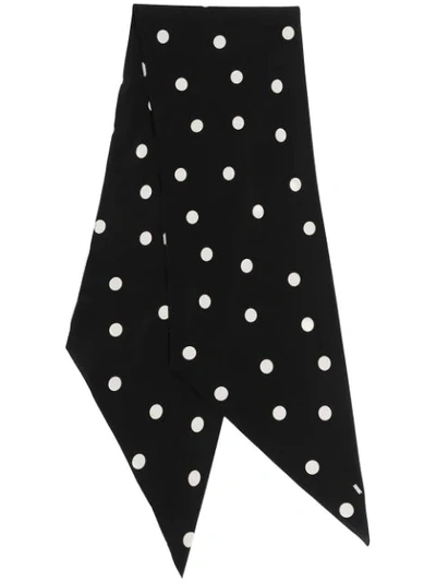 Shop Saint Laurent Polka Dot Crepe De Chine Scarf In Black