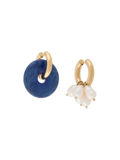 Shop Timeless Pearly Asymmetric Hoop Earrings In Gold