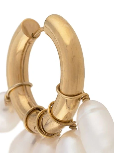 Shop Timeless Pearly Asymmetric Hoop Earrings In Gold