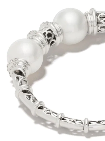 Shop Yoko London 18kt White Gold Starlight South Sea Pearl And Diamond Bracelet In 7