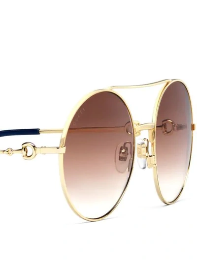 Shop Gucci Horsebit Detail Round-frame Sunglasses In Brown