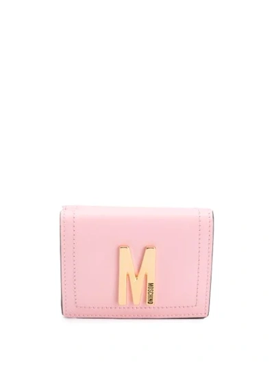 Shop Moschino Logo Plaque Cardholder In Pink