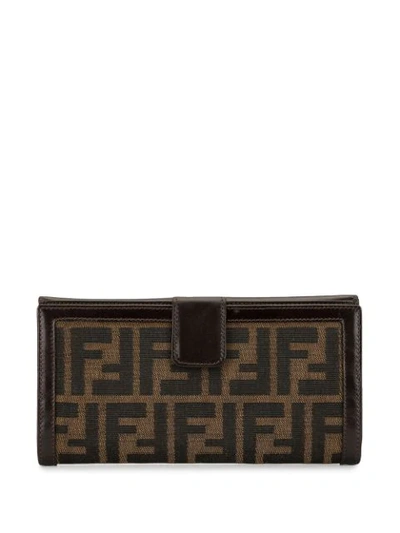 Pre-owned Fendi Zucca Pattern Wallet In Brown