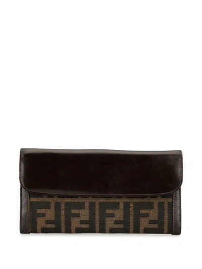 Pre-owned Fendi Zucca Pattern Wallet In Brown