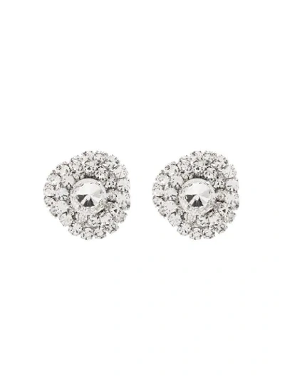 Shop Alessandra Rich Torchon Silver-tone Crystal Earrings