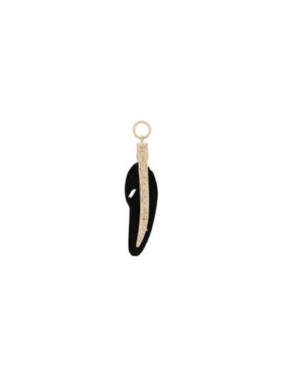Shop Jacquie Aiche 14kt Gold Feather Diamond Charm In Black
