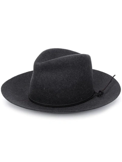Shop Isabel Marant Tied Detail Fedora Hat In Grey