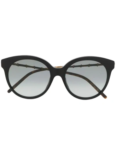 Shop Gucci Bamboo-effect Round-frame Sunglasses In Black