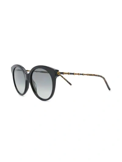 Shop Gucci Bamboo-effect Round-frame Sunglasses In Black