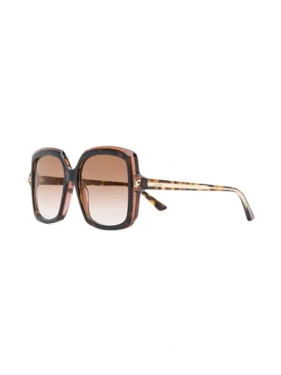 Shop Cartier Square Frame Tinted Sunglasses In Brown