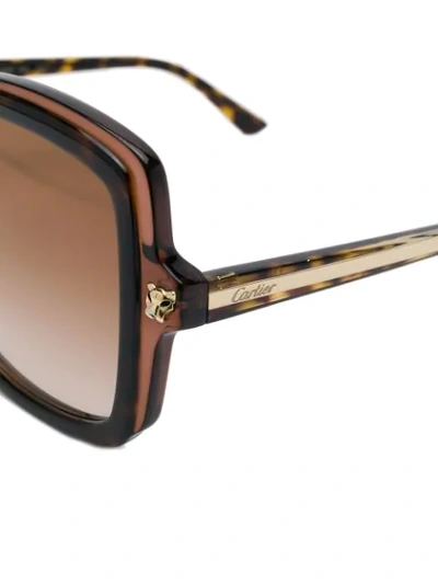 Shop Cartier Square Frame Tinted Sunglasses In Brown