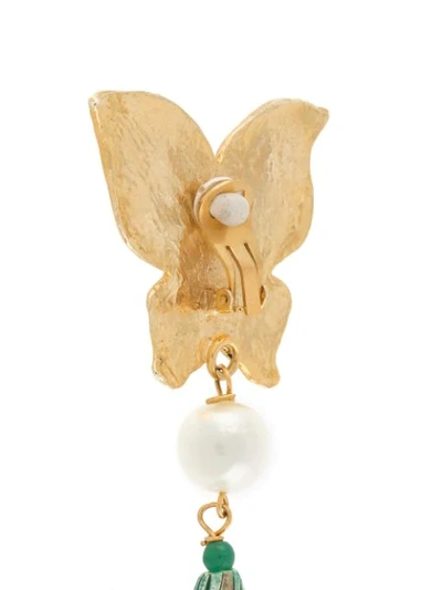 Pre-owned Saint Laurent 1990s Butterfly Earrings In Gold