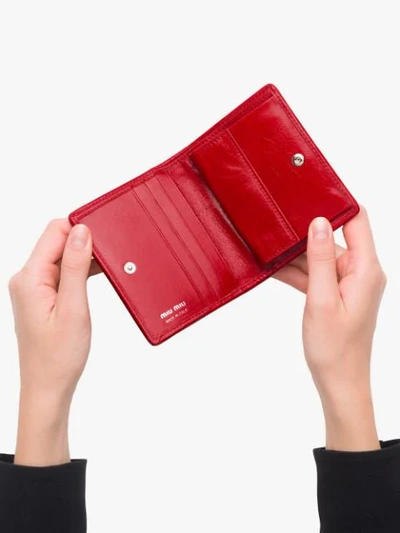 Shop Miu Miu Quilted Leather Wallet In Red