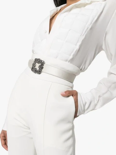 Shop Manolo Blahnik Hangisi Crystal Embellished Belt In Lcrm White