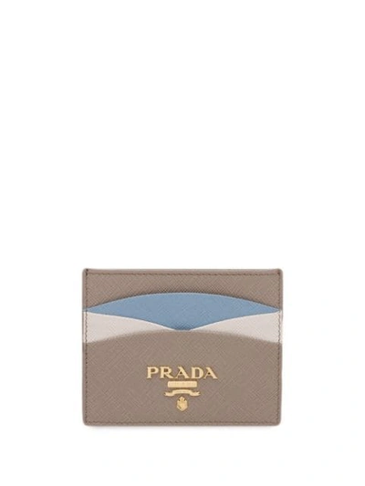 Shop Prada Panelled Logo-plaque Cardholder In Grey