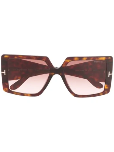Shop Tom Ford Quinn Square-frame Sunglasses In Brown
