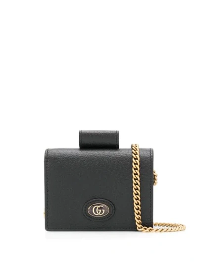 Shop Gucci Chain Hardcase Wallet In Black