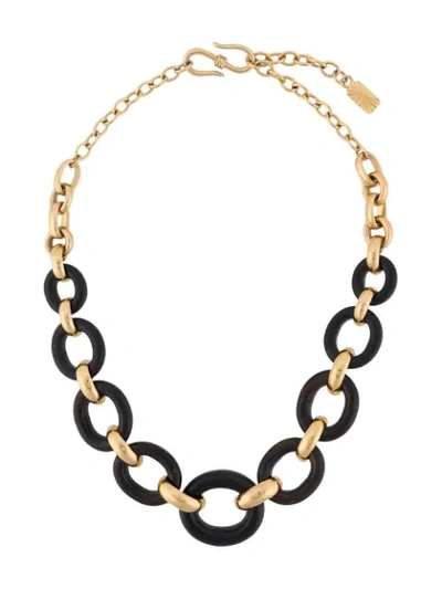 Pre-owned Saint Laurent 1980s Ebony Necklace In Gold