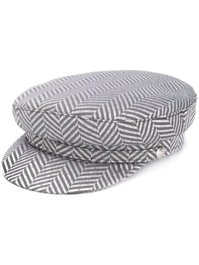 Shop Manokhi Geometric-print Baker Boy Hat In Grey