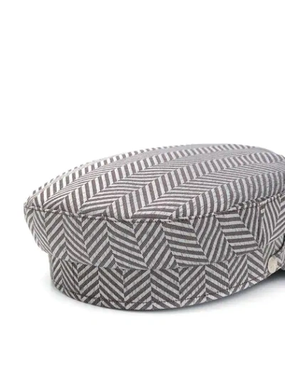 Shop Manokhi Geometric-print Baker Boy Hat In Grey