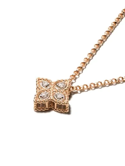 Shop Roberto Coin 18kt Rose Gold Princess Flower Diamond Pendant Necklace In Rg