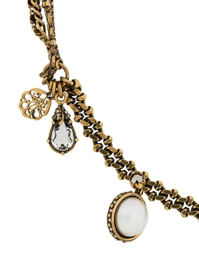 Shop Alexander Mcqueen Multiple Chains Charms Bracelet In Gold
