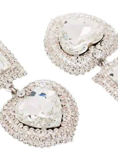 Shop Alessandra Rich Crystal-embellished Heart-shape Earrings In Metallic