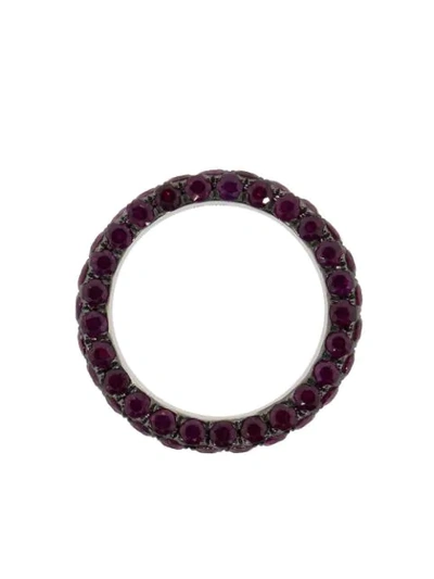 Shop Graziela 18kt Black Gold Ruby Three Sided Band Ring In Silver