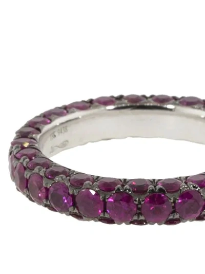 Shop Graziela 18kt Black Gold Ruby Three Sided Band Ring In Silver